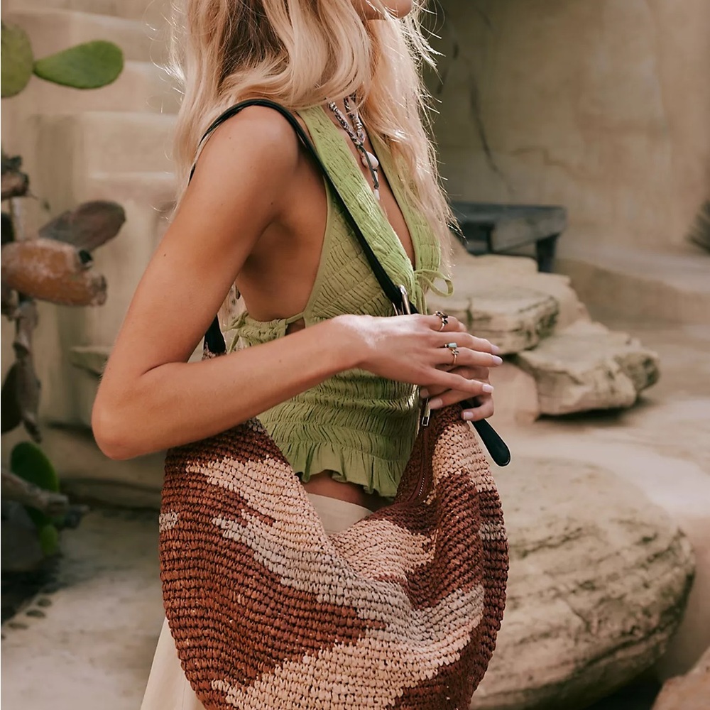 Free People Santorini Straw Tote Bag NWT